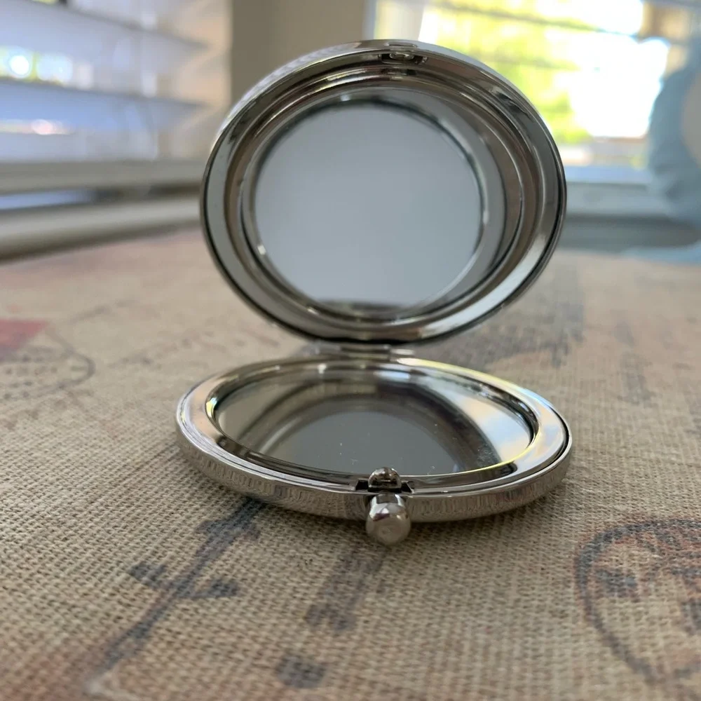 NWOT Argento SC Compact Mirror: Blue Rhinestones on Lid, Double Sided Inside - Picture 4 of 10